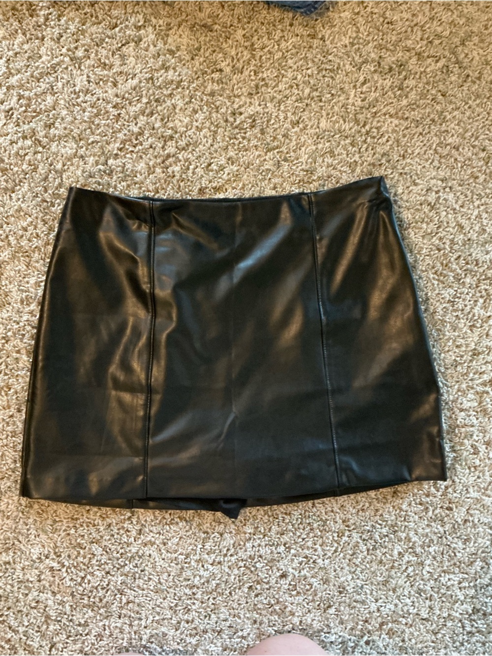 Abercrombie & Fitch Black Faux Leather Mini Skort